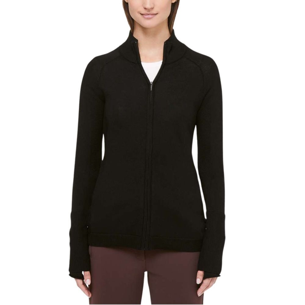 Lululemon Time To Thrive Merino Wool Zip Up Jacket Sweater Black Knit 8